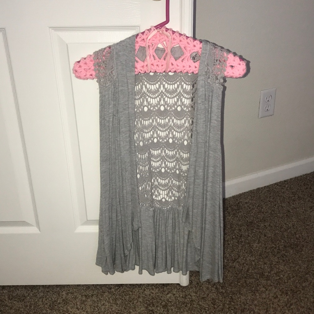 Grey Sleeveless Cardigan